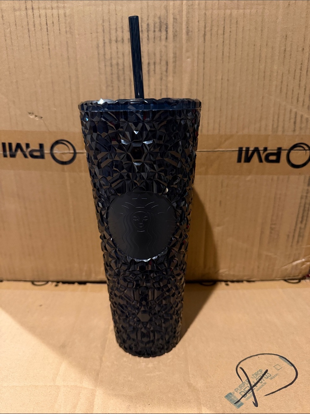Starbucks Dark Navy Textured Studded Tumbler with Straw
